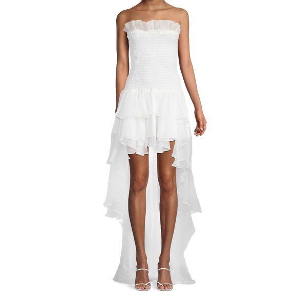 Caroline constas Lola smocked silk blend high low gown nwt large - Picture 3 of 6